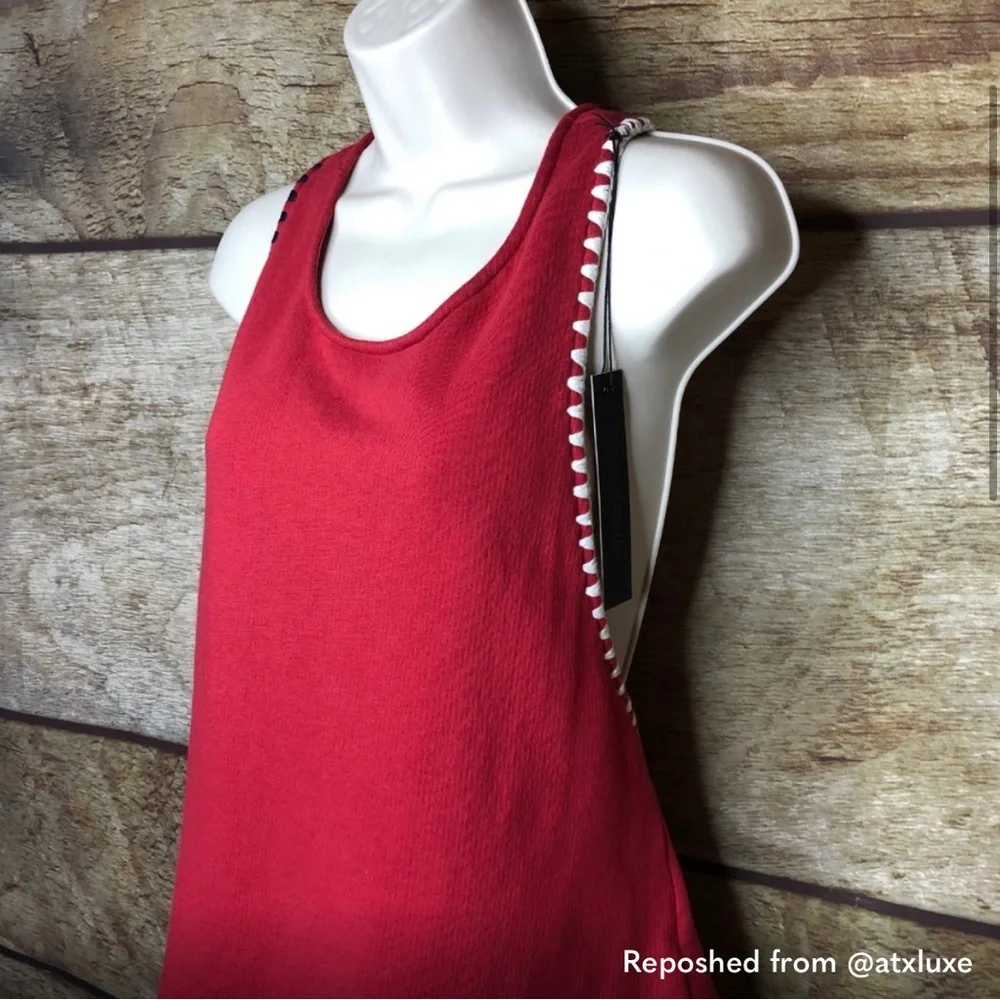 Carbon38 Wine Red Cross-Back Muscle Tank with Contrast Trim - Picture 3 of 6